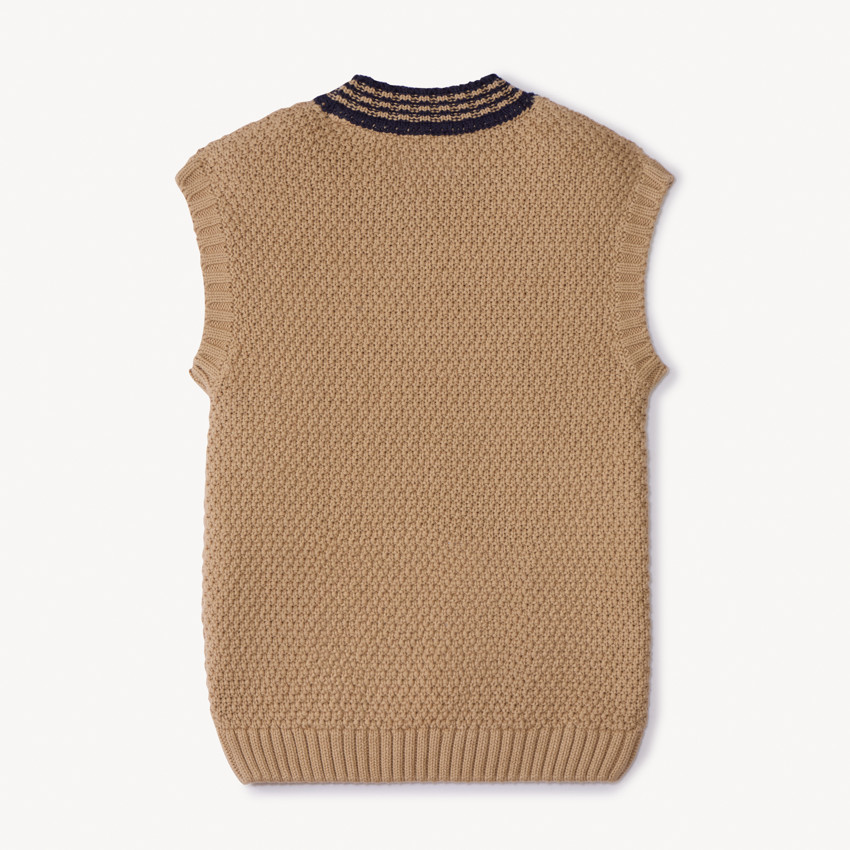 Mouwloze trui met fantasiebadge in twill jongens 