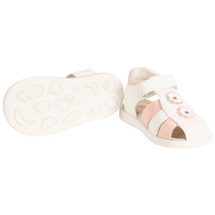 Sandalen tweekleurig met bloemen voor baby meisje 