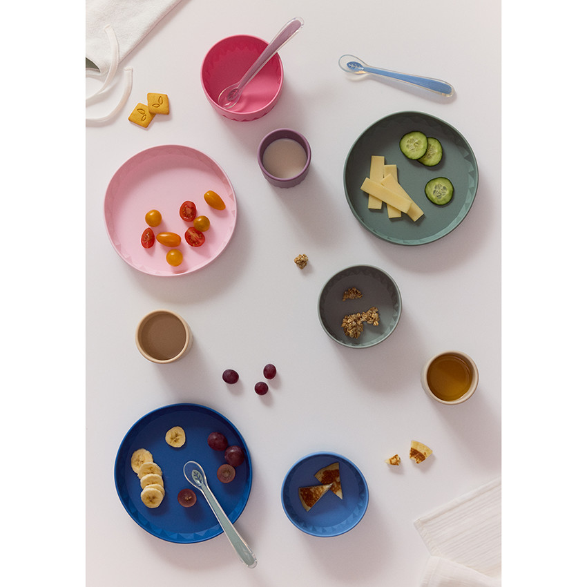 Set repas 3 pièces en silicone Origami vert 