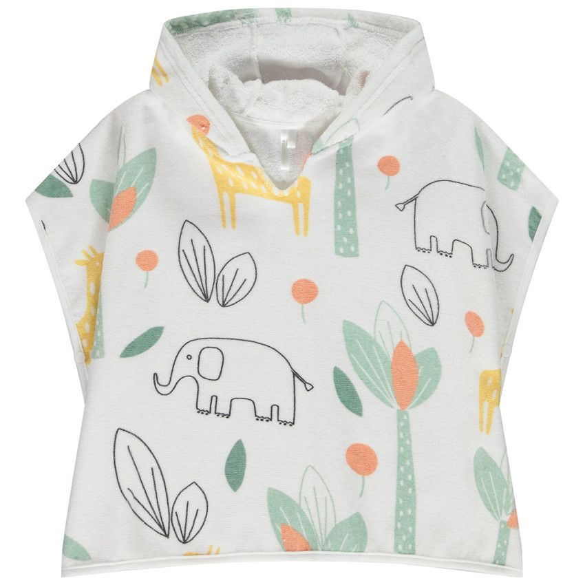 Badcape met capuchon in jungleprint voor babyjongen 