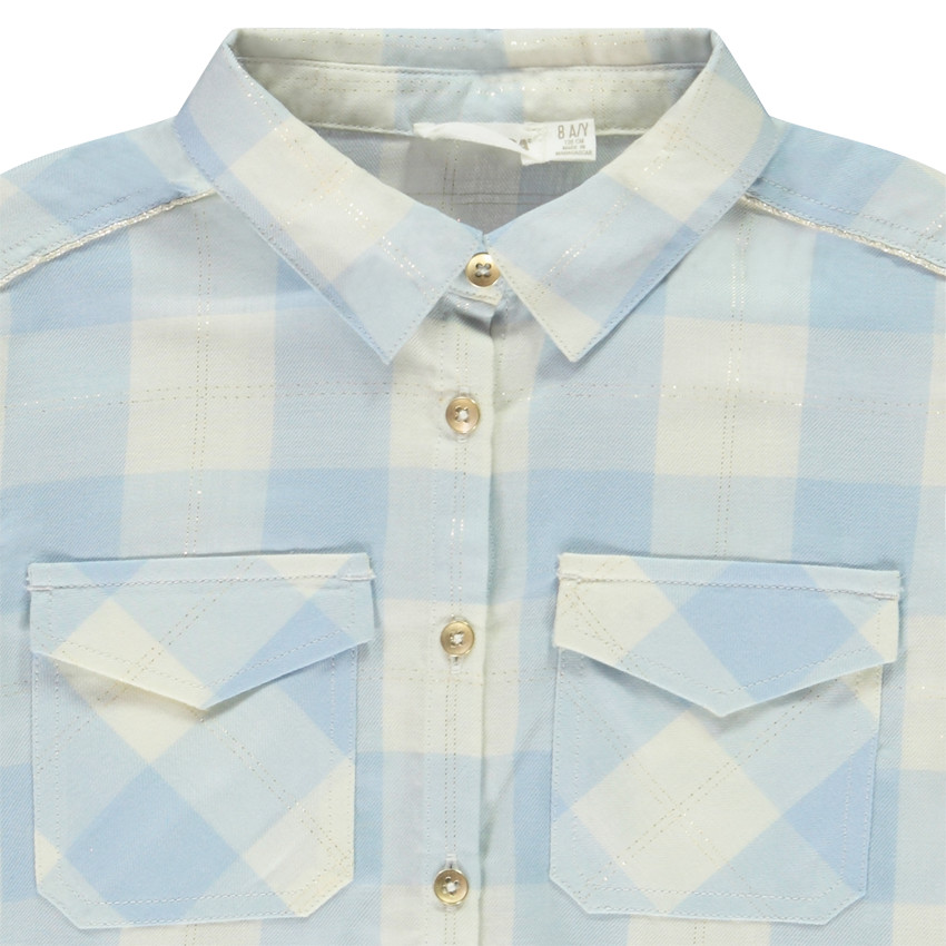 Lange mouwen geruite blouse met strik voor meisjes 