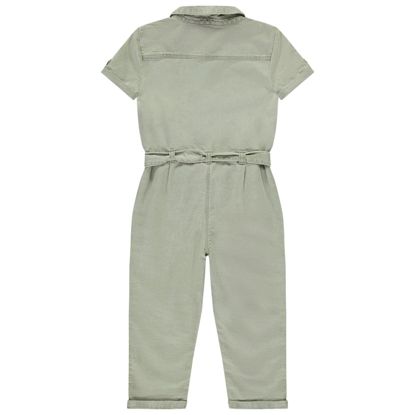 Groene lange salopette met korte mouwen, voor meisjes 