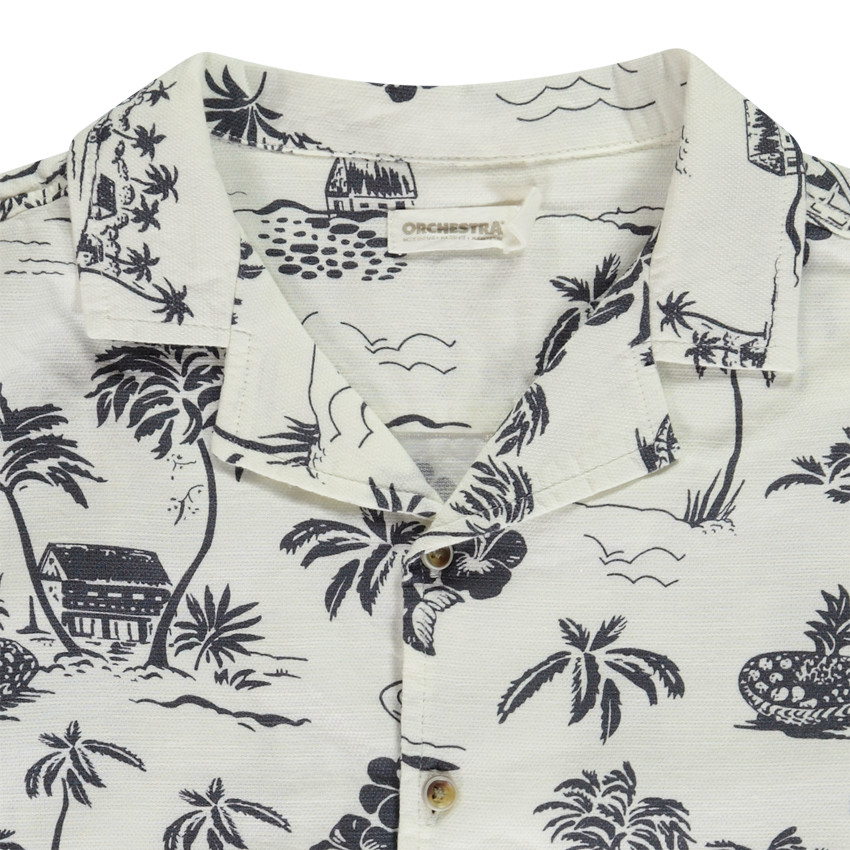 Chemise manches courtes imprimé île tropicale pour garçon 