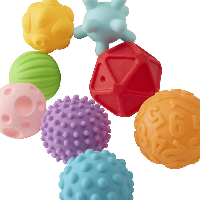 Set van 8 flexibele textuurballen Prémaman voor sensorische stimulatie en ontwikkeling van fijne motoriek 