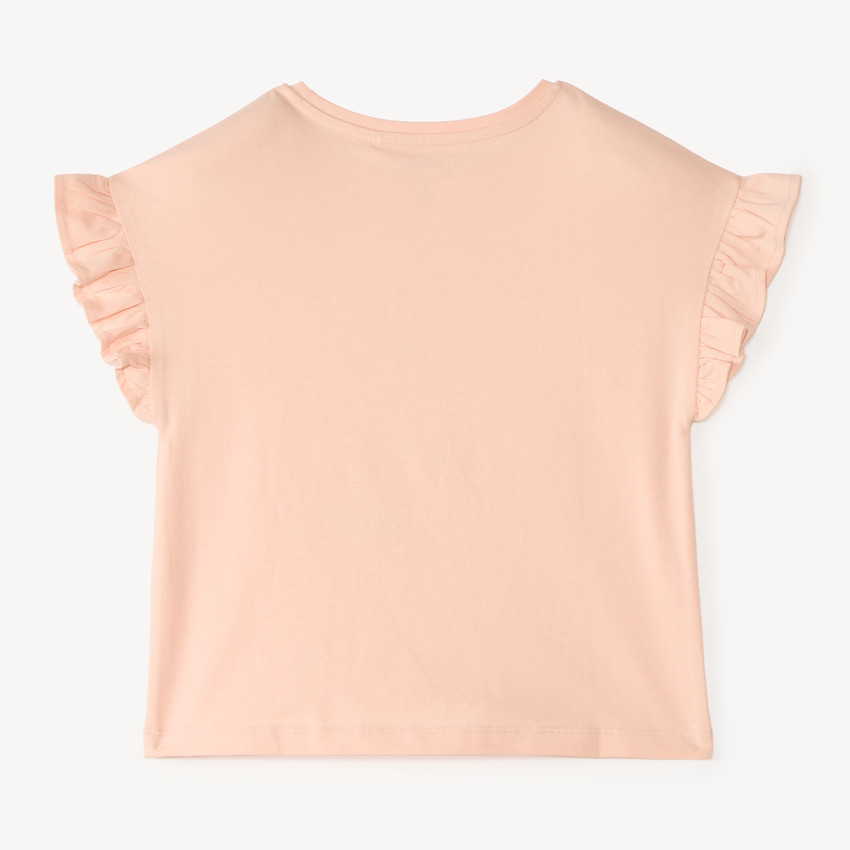 T-shirt manches courtes volanté print fleur pour fille 