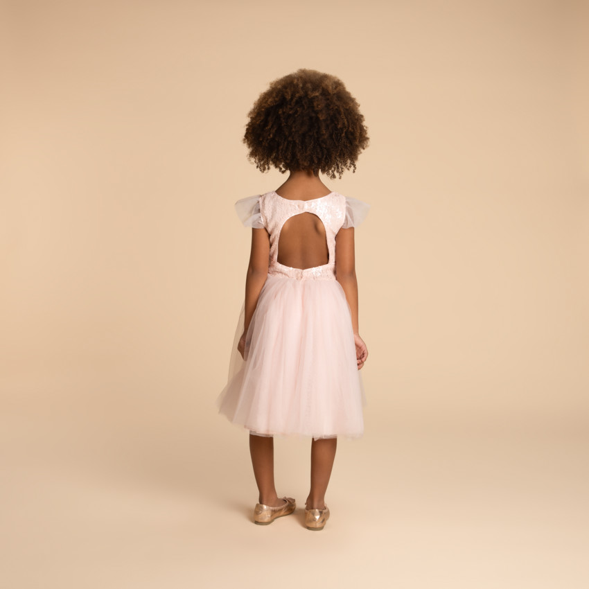 Jurk korte mouwen in tule en pailletten voor meisjes 