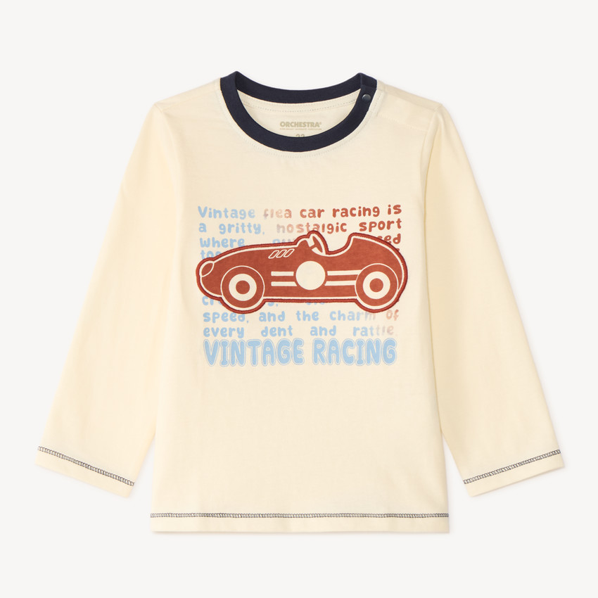 T-shirt manches longues bébé garçon à imprimé voiture de course 