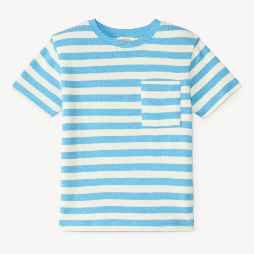 T-shirt manches courtes à rayures en éponge garçon 