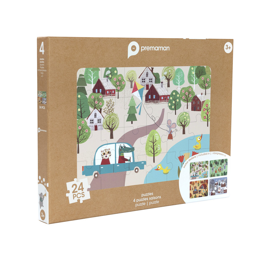 Lot de 4 puzzles de 24 pièces sur les 4 saisons 