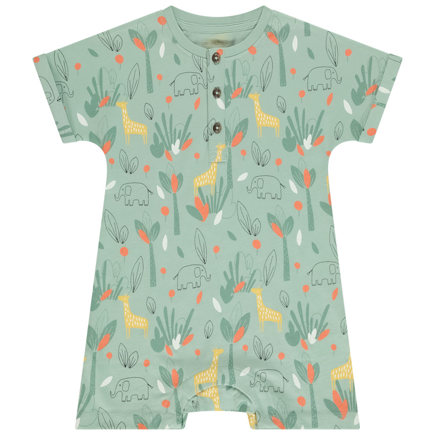 Korte jumpsuit met jungleprint voor babyjongen 
