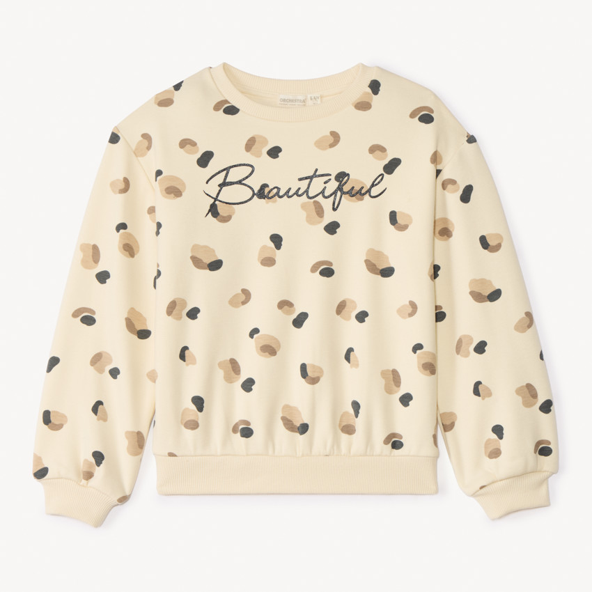 Oversized fleeced sweat met een vlekkenprint voor meisjes 