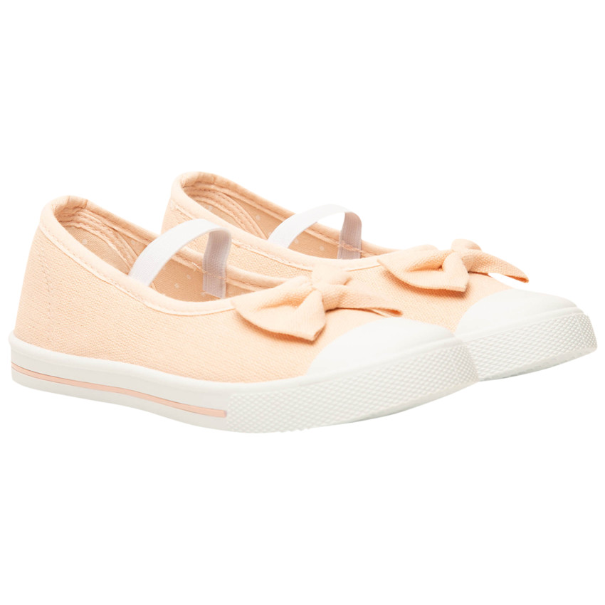 Babies nude en toile avec nœud et lanière élastiquée pour bébé fille 