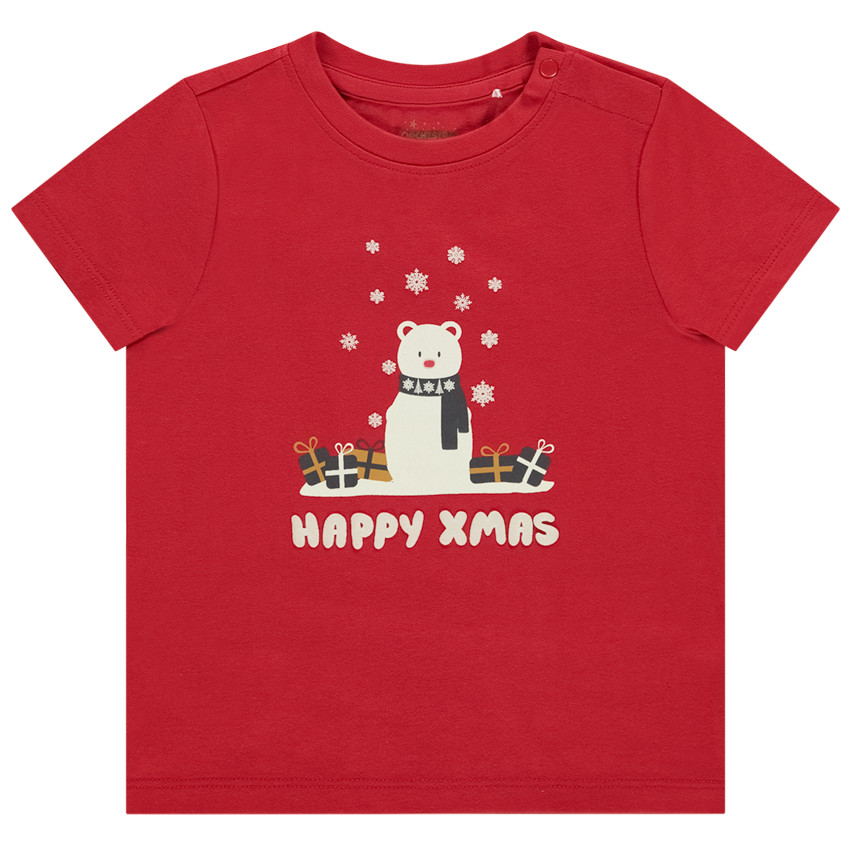 T-shirt manches courtes print Joyeux Noël pour bébé garçon 