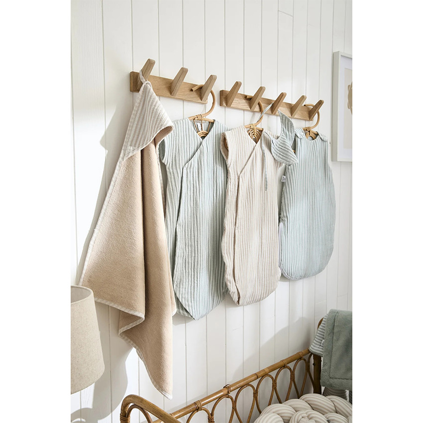 Cape de bain + gant de toilette Soft Stripes Ecru/Galet  