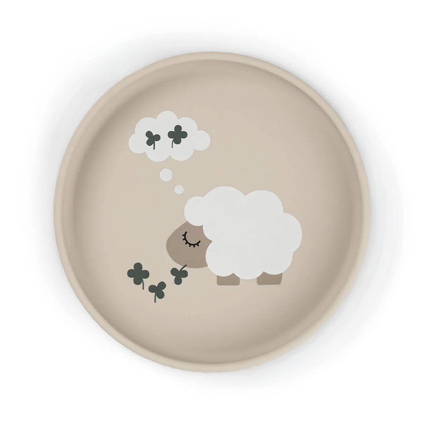 Assiette en silicone avec ventouse Tiny Farm Sable 