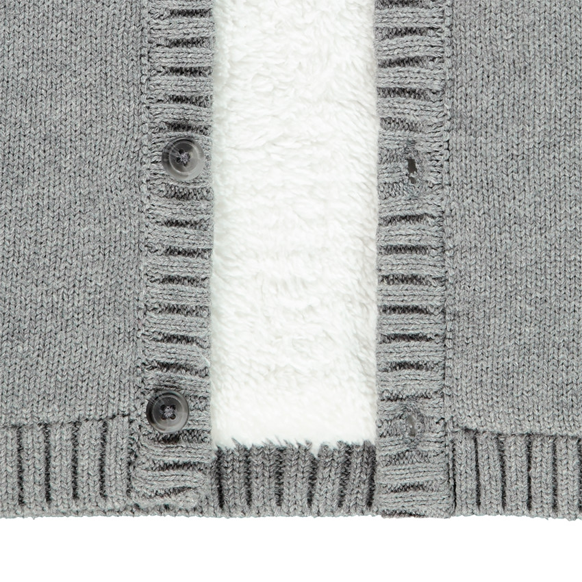 Jasje in tricot met sherpa voering en grappige kap, voor baby jongens 