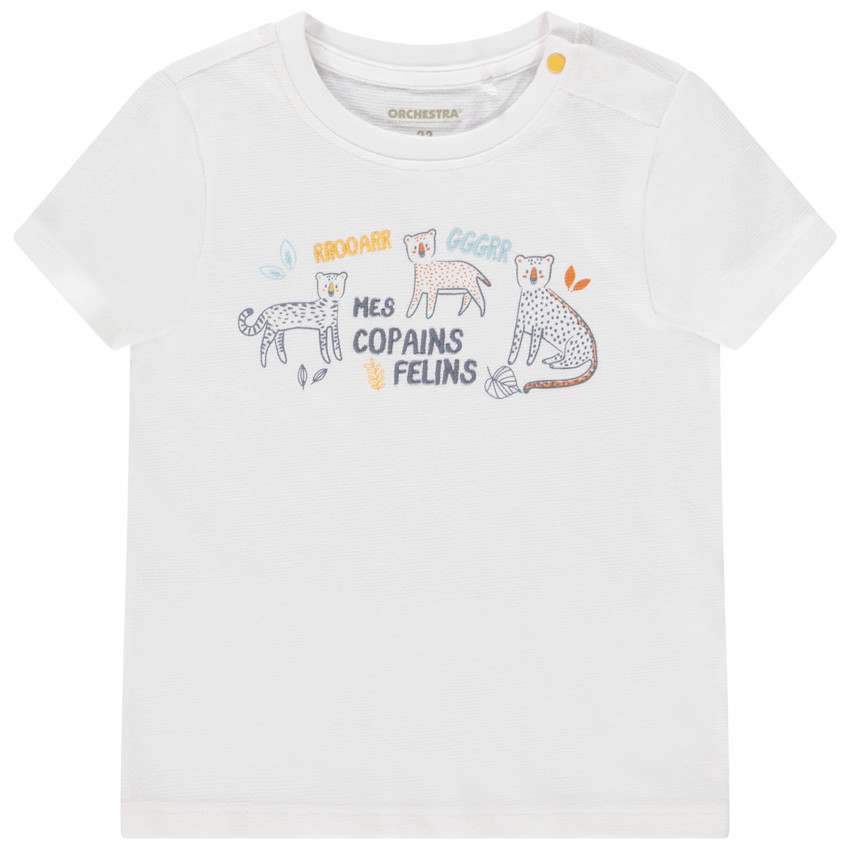 T-shirt manches courtes motif félins pour bébé garçon 