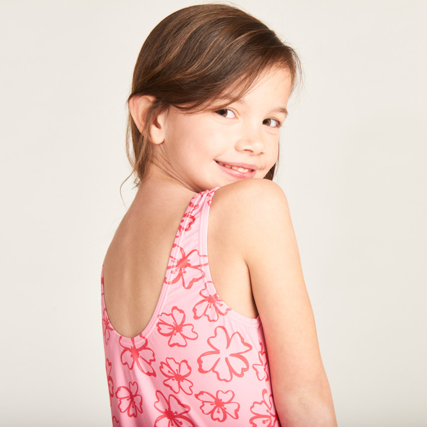 Maillot de bain 1 pièce imprimé fleurs de tiaré pour fille 