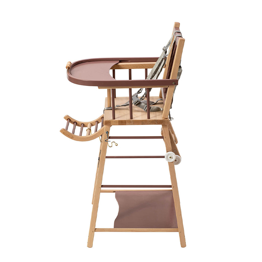 Chaise haute traditionnelle transformable Marcel vieux rose 
