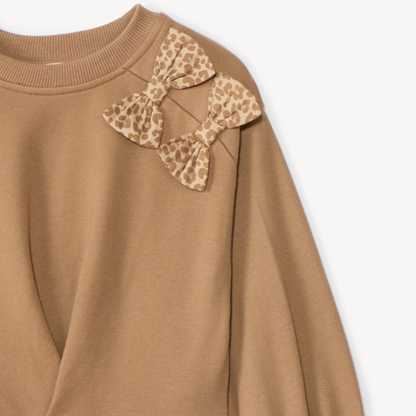 Losse bi-stof jurk met 2-in-1 effect en luipaardprint voor meisjes 