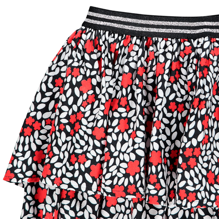 Jupe volantée pour enfant fille à motif floral et taille élastiquée 