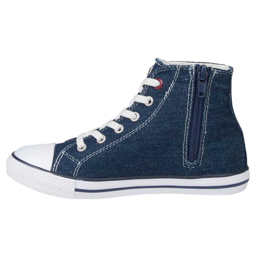 Baskets montantes en jeans à lacets élastiques du 24 au 27 