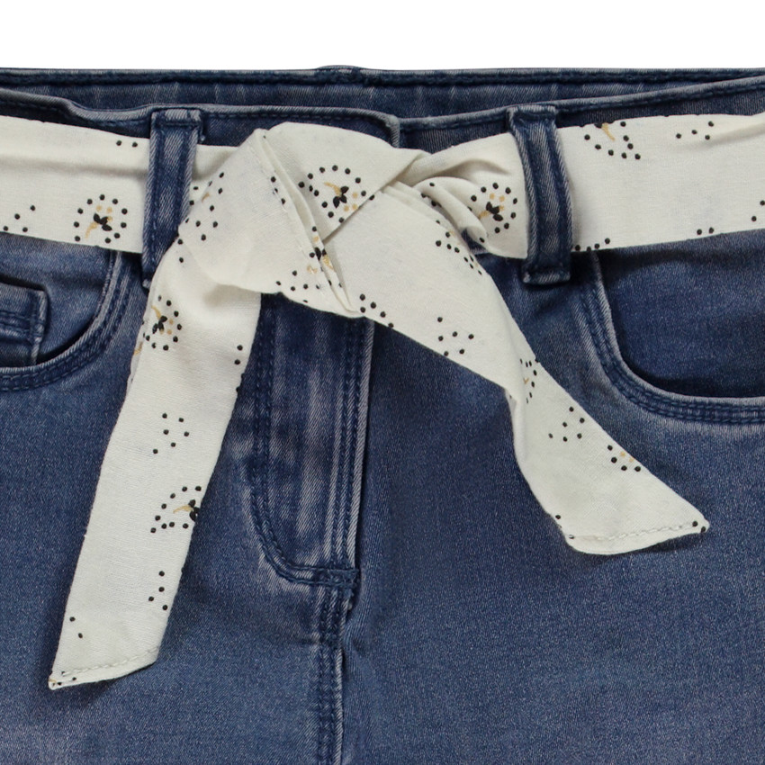 Jean large + ceinture foulard amovible pour fille 