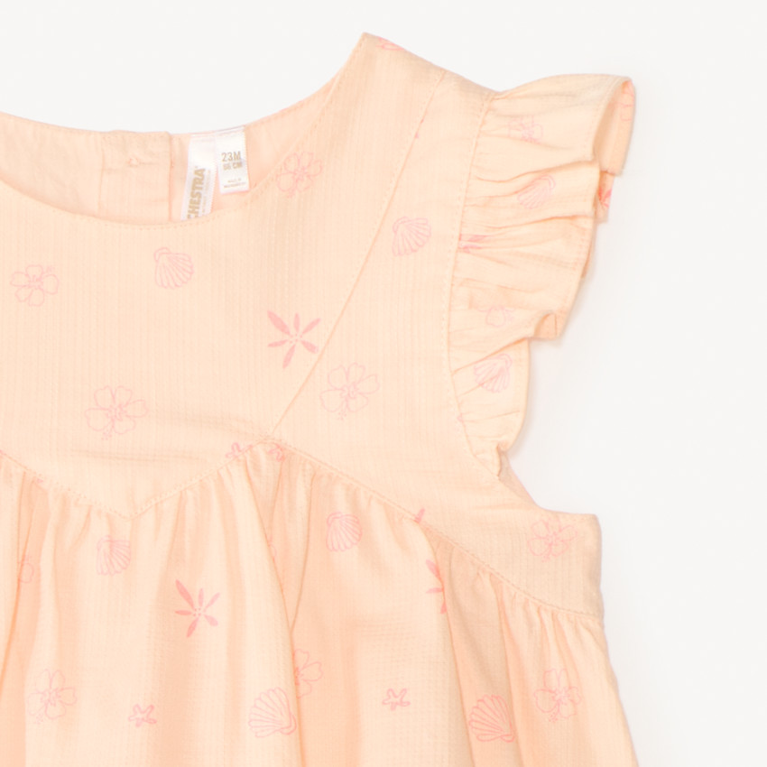 Tunique à manches courtes imprimée de coquillages pour bébé fille 