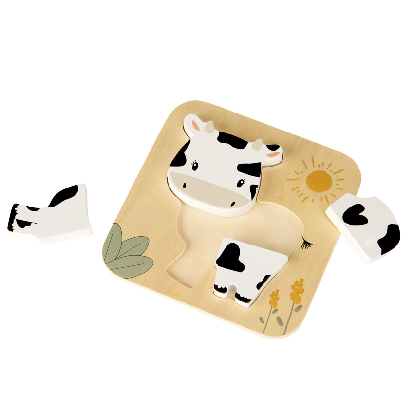 Puzzle en bois 4 pièces Vache 