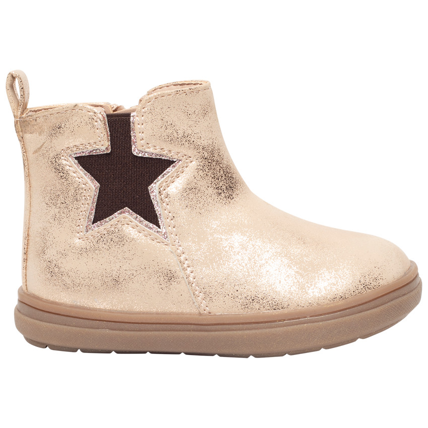 Bottillons dorés brillants avec élastique étoile pour fille 