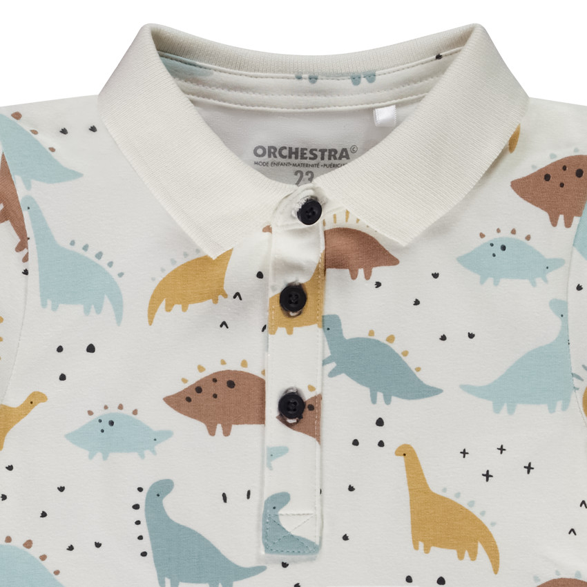 Polo met lange mouwen in jersey met dinosaurussenprint voor baby jongen 