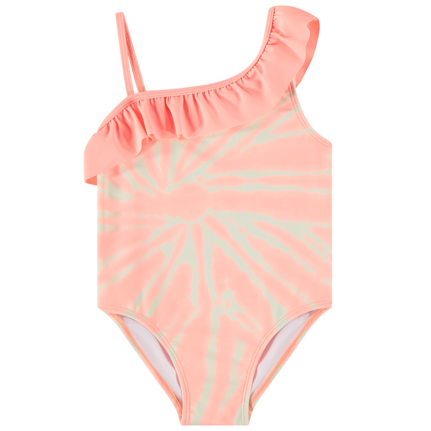 Asymmetrisch één stuk badpak met tie & dye-effect voor babymeisjes 