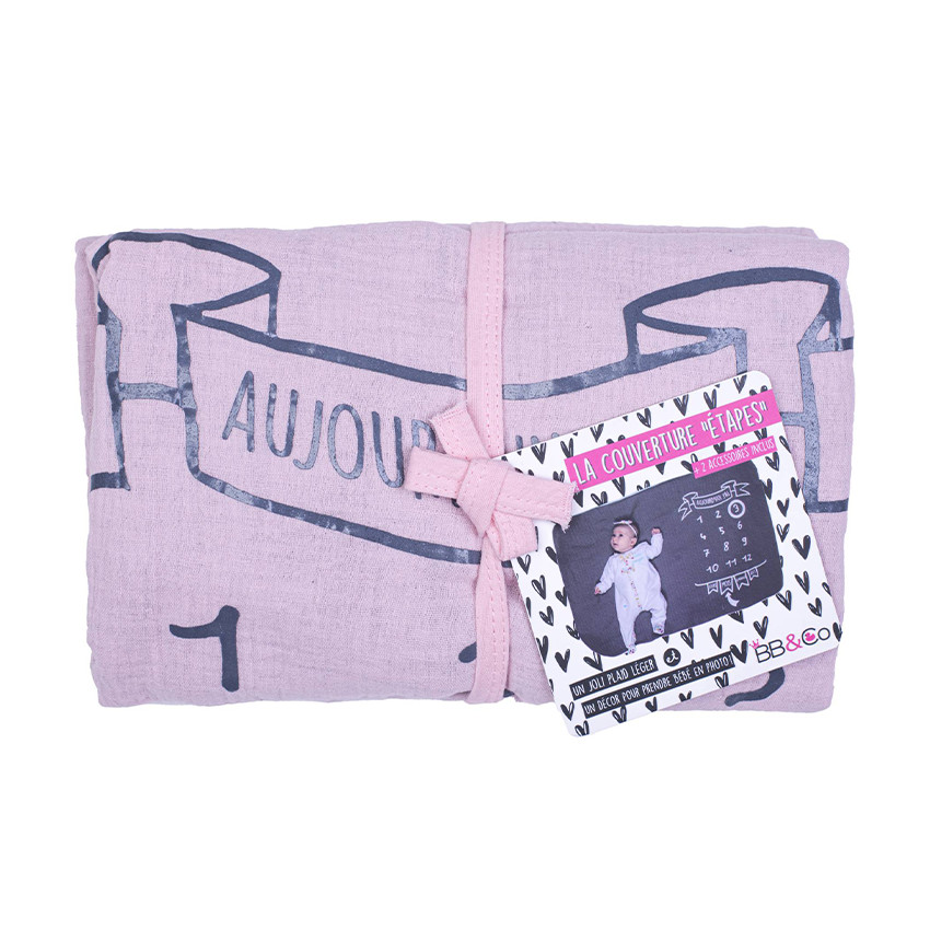 Couverture décor pour photos + 2 accessoires - Dragée / Gris 