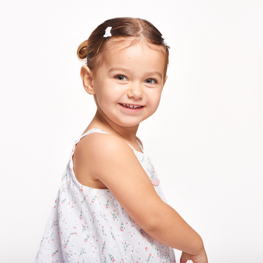 Jurk met bloemenprint en broderie voor baby meisje 