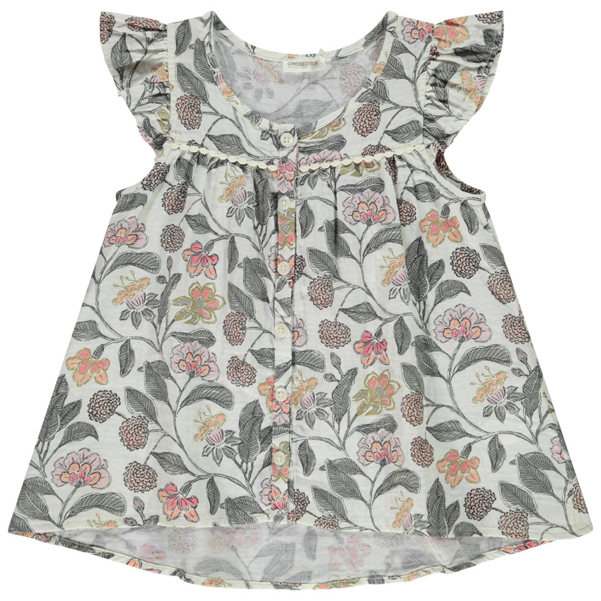 Tunique manches courtes imprimé floral pour fille 