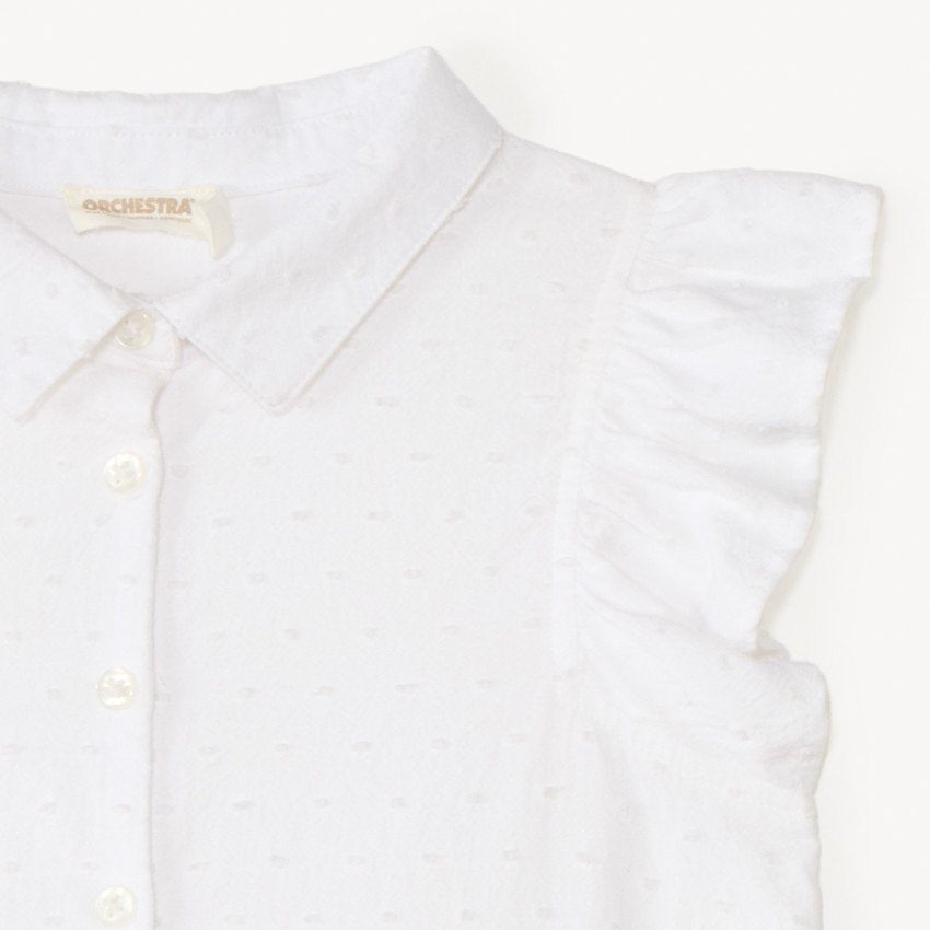 Korte mouw blouse met volant en strik in de taille voor meisjes 