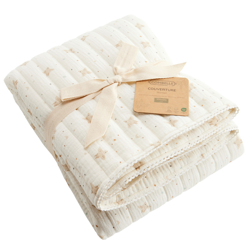 Couverture matelassée en tetra 100 x 100 cm TOG 2 Douce Hirondelle écru 