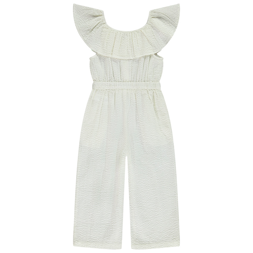 Combinaison longue en seersucker avec volant pour fille 