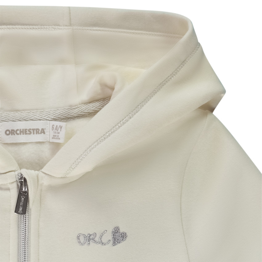 Gilet met kap in fleece en geborduurd voor meisjes 