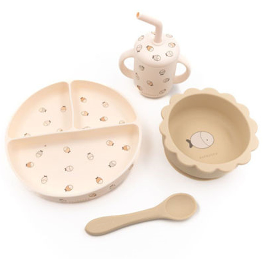 Set repas - Silicone - Poissons - 4 Pièces 