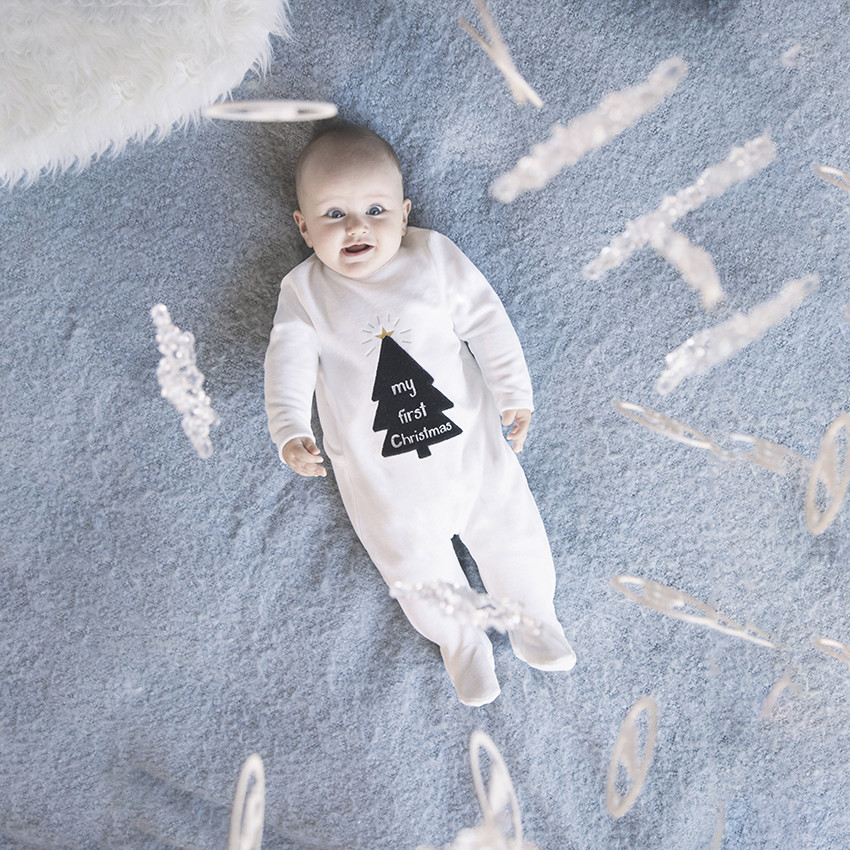 Dors-bien en velours motif sapin de Noël pour bébé 