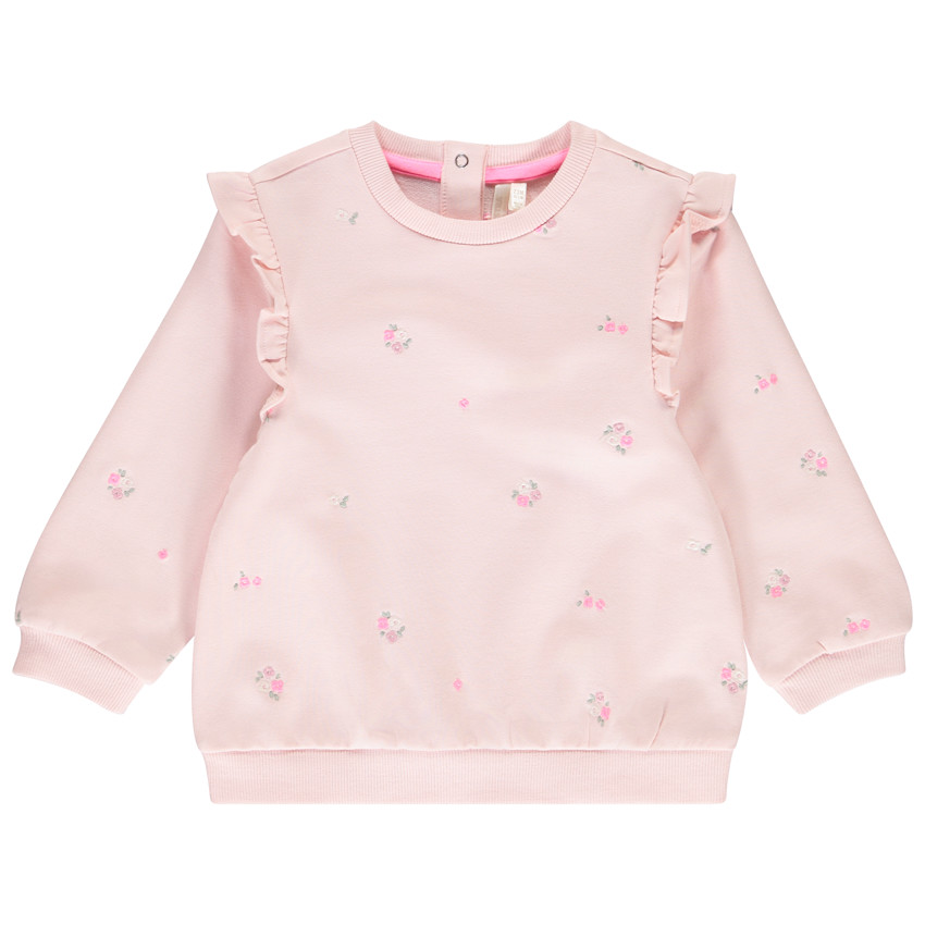 Sweatshirt met fleece, geborduurd en met ruches voor meisje 