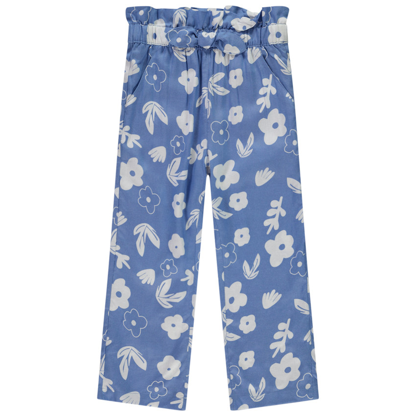 Pantalon large et fluide imprimé fleurs pour fille 