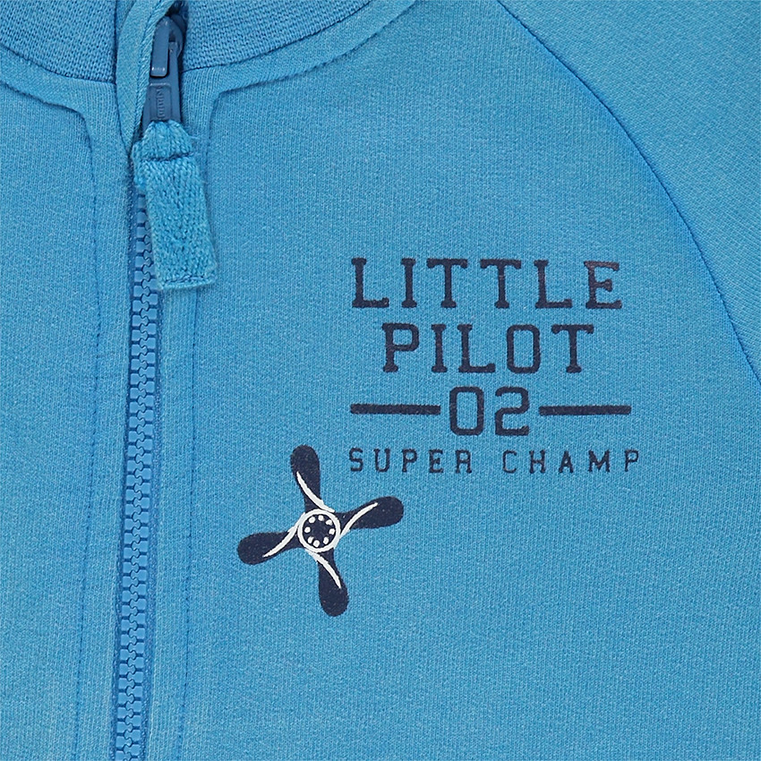 Vest van molton met rits, opgestikte en geborduurde badges 