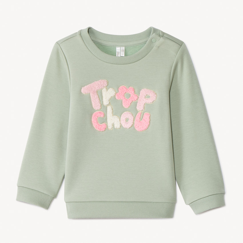 Sweatshirt van fleece met 3D lusjespatches voor babymeisje 