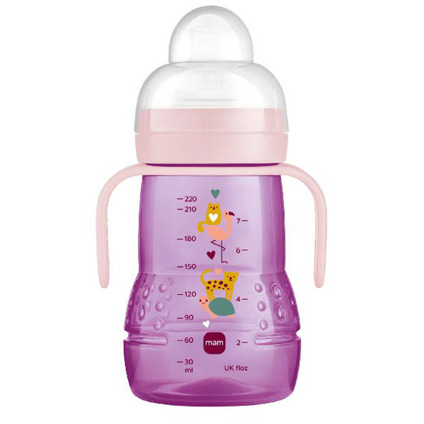 Zuigfles trainer met handvatten 220ml  Pink 