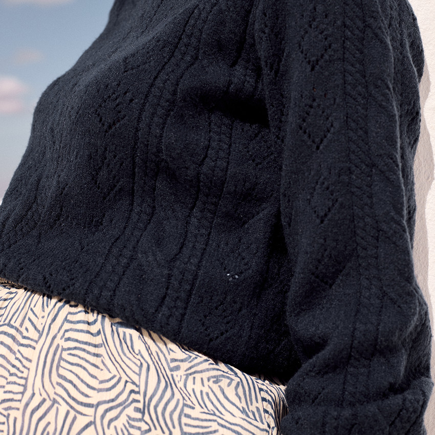 Trui in fantasiebreisel met pofmouwen voor dames 