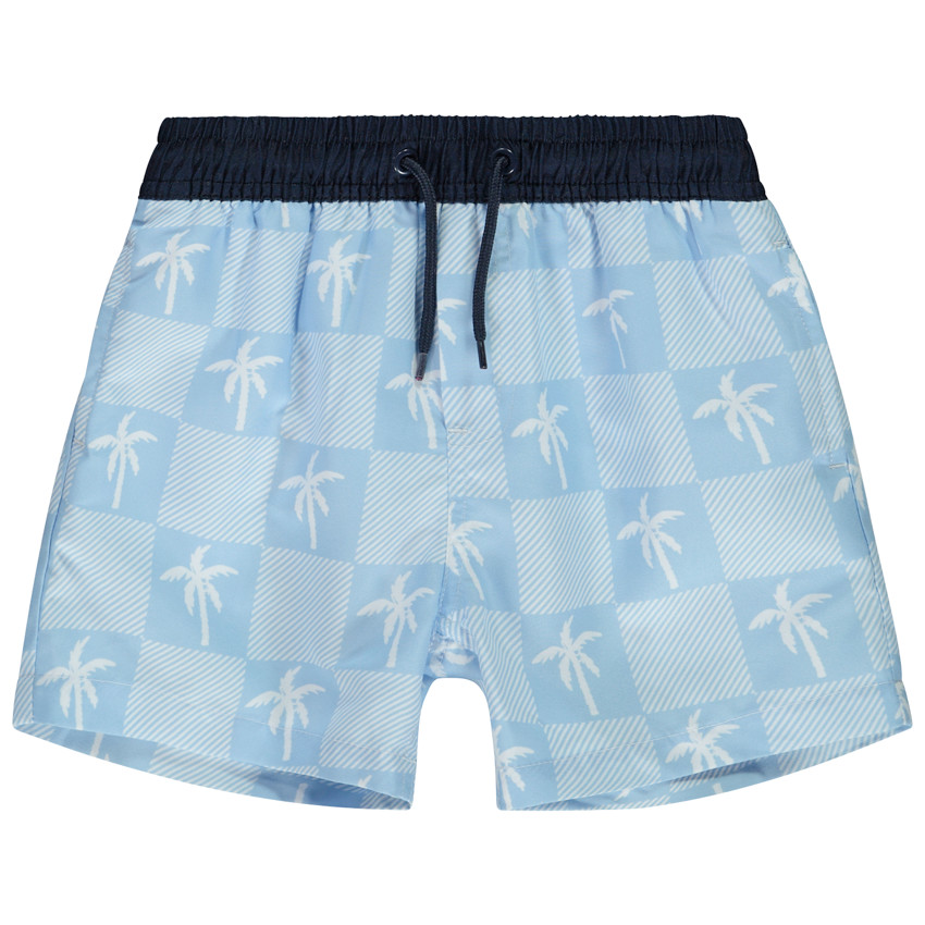 Zwemshort met dambordpatroon en palmprint voor jongens 