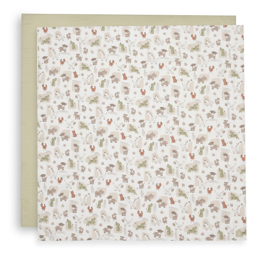 Lange tétra gaze de coton 115x115cm Barn Buddies 2pcs 