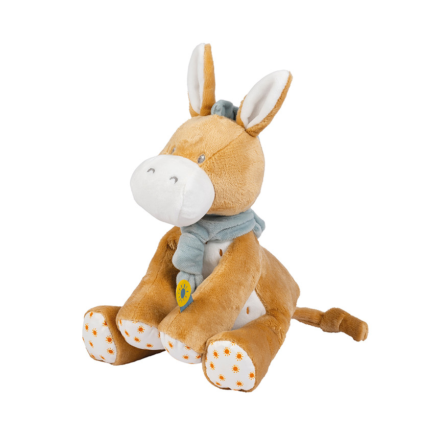Knuffel ezel Leo - Donker warm beige - 32 cm 